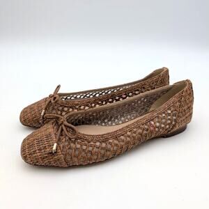 Sam Edelman May Ballet Flat Bow Detail Women's Cuoio Weave Size US6.5M EU36.5